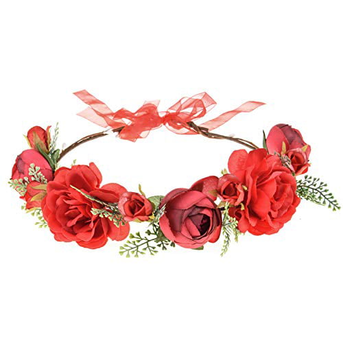 Rose Flower Headband Floral Wreath Garland for Wedding Festival 